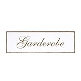 Dekolando Deko Türschild - Garderobe - Schild 150 x 50 mm - Schilder Türschilder Namensschilder Wohnung selbstklebend Holzschild Tür Holzschilder