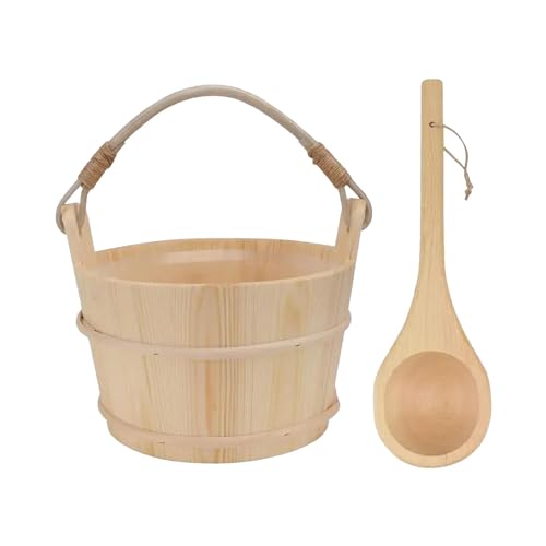 ????? Wooden Sauna Barrel Bathing Pail Spoon Portable, Premium, SPA Steaming Bathroom Tool,Barrel Tub Foot Spoon for Home Sauna Men