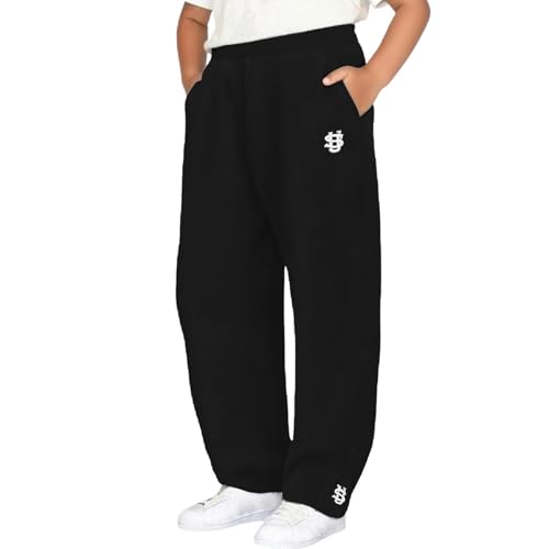 Generisch Baggy Jogginghose Jungs Jogger Hose Cargohose Jungen Bequem Sweatpants Casual Sporthose Outdoor Trainingshosen mit Taschen für Winter (DE/NL/SE/PL, Alter, 12 Jahre, 13 Jahre, Schwarz)