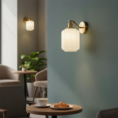 Aplique de pared de latón E27 con pantalla de vidrio esmerilado 7