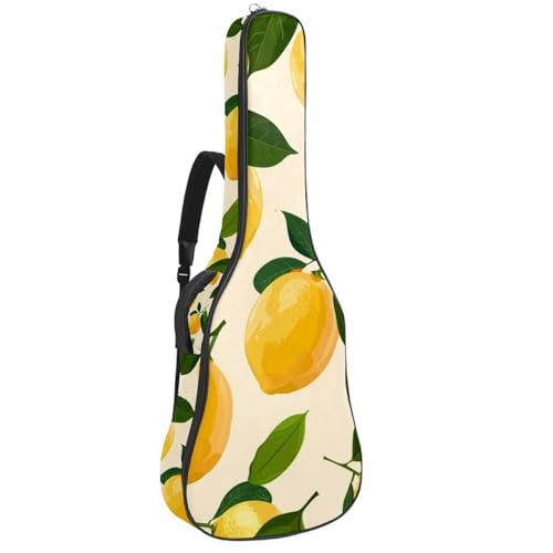 Sac de transport pour guitare acoustique jaune protégeant de la pluie avec deux poches