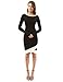 PattyBoutik Women's Color Block Boat Neck Long Sleeve Dress (Black and Ivory S)