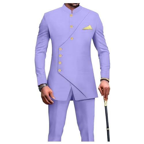 African Suits for Men Slim Fit Jackets and Pants Set 2 Piece Groomsman Suit for Formal Wedding Party3