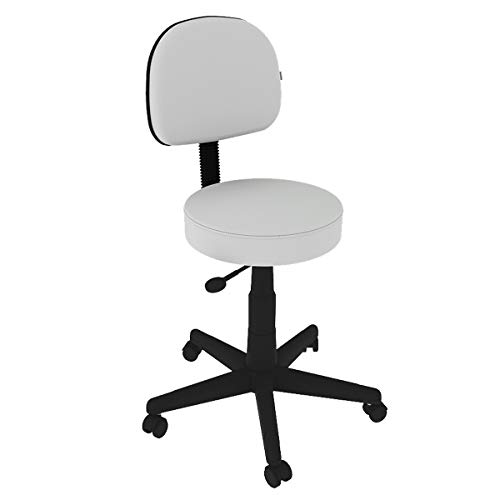 Cadeira Mocho Giratório - Encosto Secretária - Couro Ecológico Branco VI0177