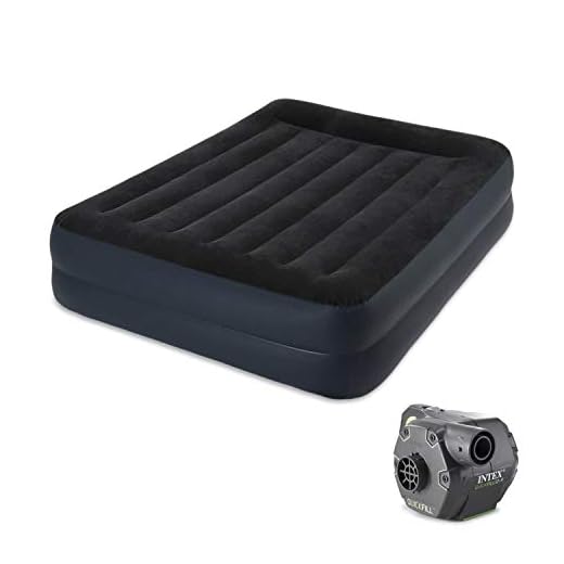 Intex Pillow Rest Air Mattress Bed w/Built in Pump, Queen & 120V Cordless Pump