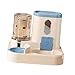 2 in 1 Automatic Cat Feeder Pet Feeder Waterer Portable Easy Clean Food and Water Bowl Cat Water Dispenser for Rabbit Bunny, Blue