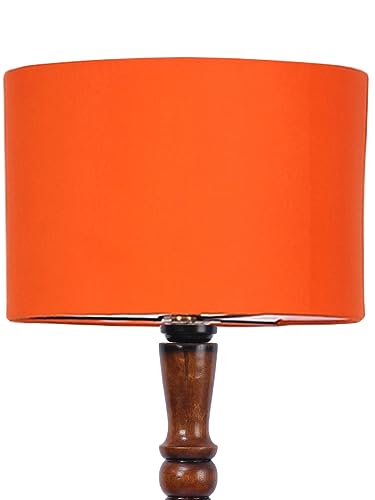 Image of Devansh Orange Cotton Wooden Floor lamp -3
