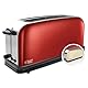 Russell Hobbs Toaster [Langschlitz für 2 Scheiben / 1 breite Brotscheibe] Colours+ Edelstahl Rot (extra breite Toastschlitze, inkl. Brötchenaufsatz, 6 Bräunungsstufen + Auftaufunktion, 1000W) 21391-56