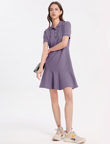 Image of Flygo Womens Polo Dress Summer Short Sleeve Ruffle T Shirt Dress