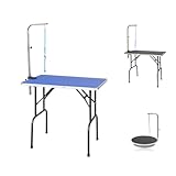 Go Pet Club - 30 Inch Dog Grooming Table - Pet Grooming Table - Foldable, Adjustable Arm, Portable, Non-Slip Grooming Table for Dogs at Home - Blue