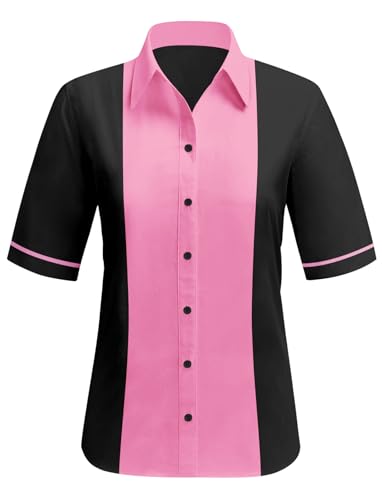 Lzzidou Womens Vintage Bowling Shirts 1950s Retro Outfits Sock Hop Costume