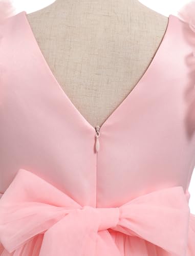 Image of IMEKIS Toddler Tea Party Dress: Flower Girl Baby Fairy 2nd 3rd Birthday Outfit Cake Smash Photoshoot Kids Princess Formal Easter Tulle Tutu Pageant Graduation Wedding Guest Pink Butterfly 2-3T