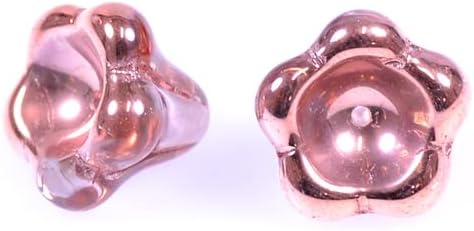 10pcs Bell Flower Beads 11 x 13 mm, Transparent Pink Rose Gold Capri (70110-27101), Bohemia Crystal Glass, Czechia 11100240