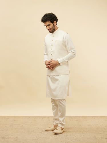 Image of Manyavar Men's Brocade Self Design Jacket (1pc)