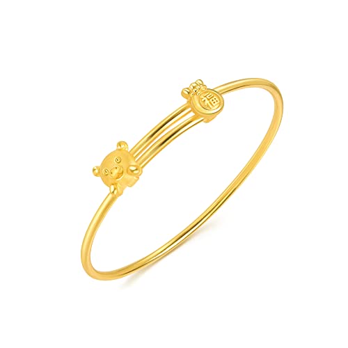 CHOW SANG SANG Chinese Gifting Collection 999.9 24K Gold Price-by-Weight 9.35g Gold Fortune Bag and Piggy Bangle for Tiny Size Gifting 90886K