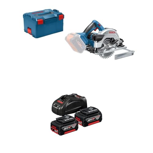 Bundle of Bosch Professional 18V System Akku Kreissäge GKS 18V-57 G (Sägeblatt-Ø: 165 mm, Schnitttiefe: 57 mm) + Set de batteries (2x batteries GBA 18V...
