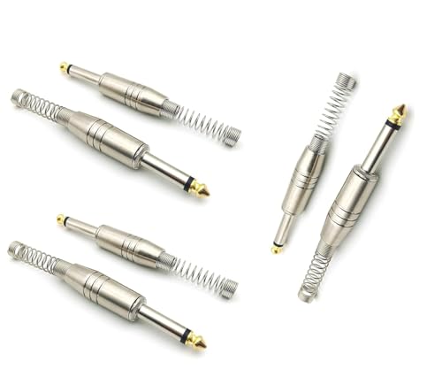 Image of 6.35mm DIY Mono Plug Adapter (6 Pieces) 6.35 mm Mono Connector Adaptor with Spring for Protecting Cable