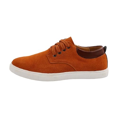 Zapatillas de deporte para hombre, planas, informales, de ante, antideslizantes, con cordones, zapatillas de deporte con cordones, color sólido, cómodas, para correr, para correr, tallas grandes