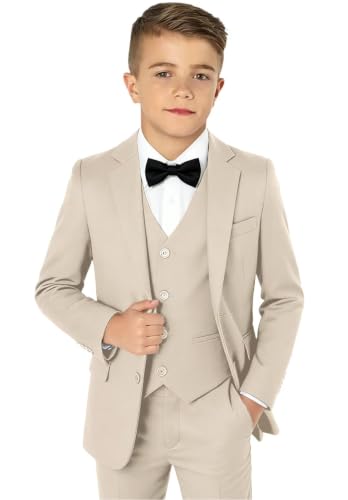 Image of Boy Suits 5 Pieces Formal Suit Set with Adjustable Waist Kids Dress Suit for Wedding Prom