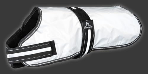 Knuffelwuff Hundemantel komplett reflektierend 35cm - Warmer Mantel mit Klettverschluss für kleine, mittelgroße und große Hunde - Wasserabweisend, Windabweisend - Sicherheitsweste mit Geschirrloch