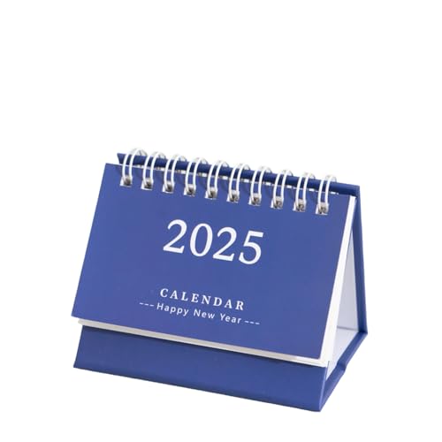 Shnmersy 2025年 卓上カレンダー ミニカレンダー 卓上デザイン シンプル 実用的 書き込み 月予定表 5.7x7.6x10.4cm 小型卓上カレンダー ポータブル おしゃれ 学校 オフィス 家庭用 新年 贈り物 (ブルー*4個)