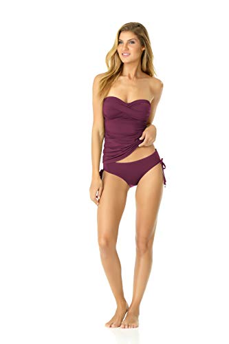 Image of Anne Cole Women's Twist Front Shirred Bandeau Tankini Swim Top