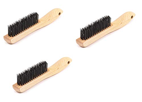 Forney 70520 Wire Scratch Brush, Stainless Steel with Wood Shoe Handle, 10-1/4-Inch-by-.013-Inch. Sold as 3 Pack