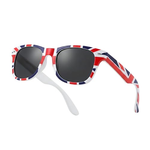 Komonee Drifter Sunglasses UV400 Protection GB Union Jack UK Classic Style Retro Sun Shades Eye Glasses Unisex For Men Women Cycling Sports Travel Lightweight Frame Fashion Eyewear Outdoors