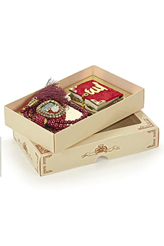 İhvan Online Mini Velvet Quran Set with Islamic Finger Counter, Portable Digital Tasbeeh, Muslim Prayer Beads, Pearl Zikirmatic Beads, 3 Pieces Gift Set for Mevlüt (Burgundy)