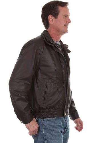 Image of Scully Men's Chocolate Leather Rectangle Coat