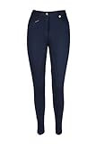 Modèle avec coussinet Discount Pet Accessories Pantalon Cavalière Femme Equitation Tissu Souple Extensible Bleu Marine - Bleu Marine, Coton et Spandex, 44/34\'\'