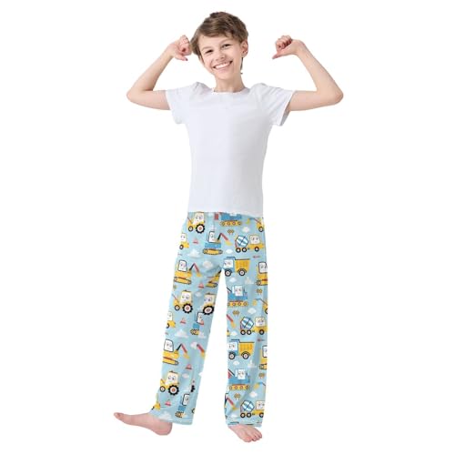 Cartoon Cargo Crane Boys Long Pants Soft Trousers Elastic Waist Kids Lounge Bottoms with Pockets S-XL2