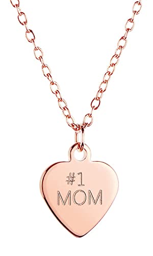MignonandMignon #1 Mom Necklace Best Mom Necklace Love Mom Heart Pendant Necklace