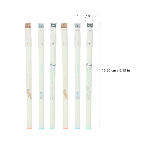 6 bolígrafos gel gato tinta negra punta fina 0.38mm miniatura 2