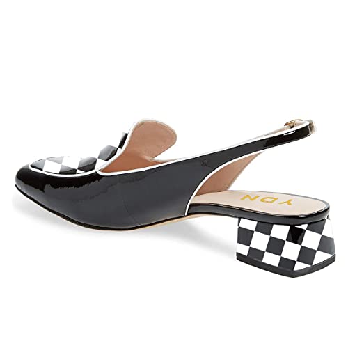 Image of YDN Women Closed Square Toe Block Low Heels Slingback Formal Loafer Dressy Shoes Office Lady Pump Size 4-15 US