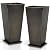 Worth Garden 28" Large Metal Glazed Planter Set of 2, Luxurious Glossy Finish Black Tall Square Tapered Steel Plant Pots, Decor Flower Pot Indoor & Outdoor, Drainage Hole & Dual-Purpose Plant Saucer