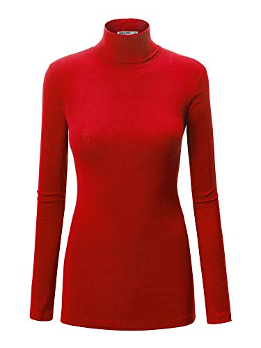 Image of Lock and Love Women's Turtleneck Top Lightweight Long Sleeve Slim Fit Pullover, Soft Rayon Stretch Layering Basic, S-3XL