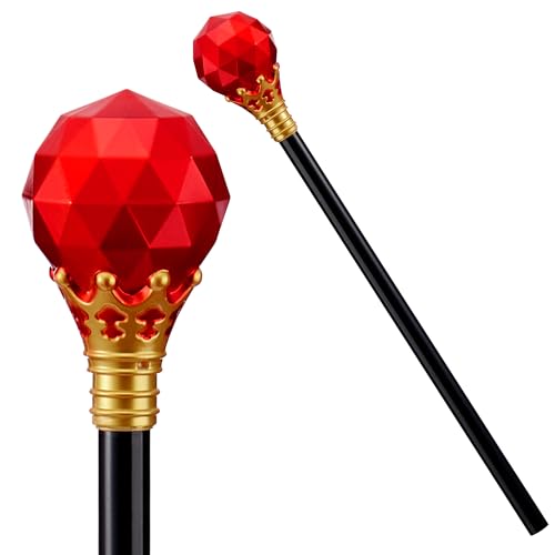Spooktacular Creations Halloween King Crown Canes Costumes Accessory, Queen Costume Royal Scepter, Prom King Walking Staff for Kids Women Men Birthday Party Dress Up Outfits Accessories