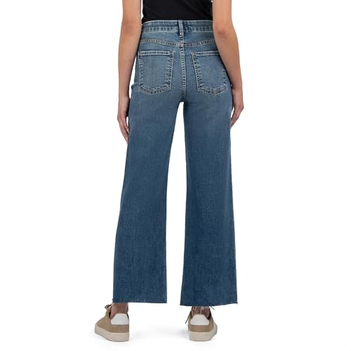 KUT from the Kloth Meg High-Rise Fab Ab Wide Leg Raw Hem3