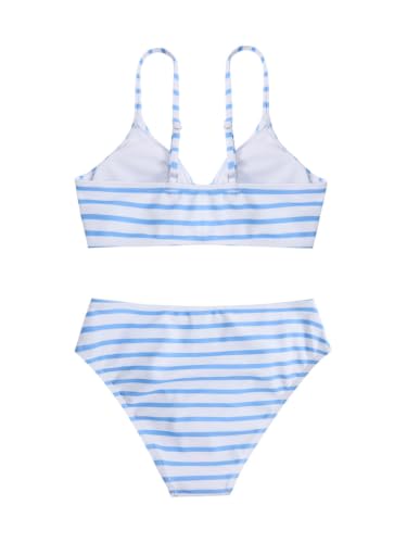 Image of COZYEASE Girls' 2 Piece Ditsy Floral Print Knot Front Ruched Triangle Bikini Swimsuit