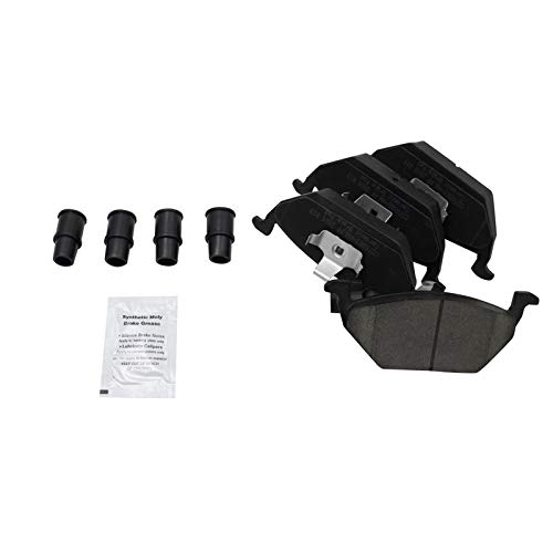 Image of TRQ Performance Front Brake Pad and Rotor Set Ceramic Drilled Slotted G | For 1998-2010 Volkswagen Beetle 2000-2006 Golf 1999-2005 Jetta