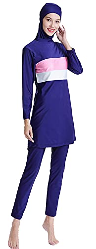 Alaysom Muslim Swimsuits for Women Modest Swimwear Beachwear with Hijab Burkini Swimming Costume Sportswear Purple