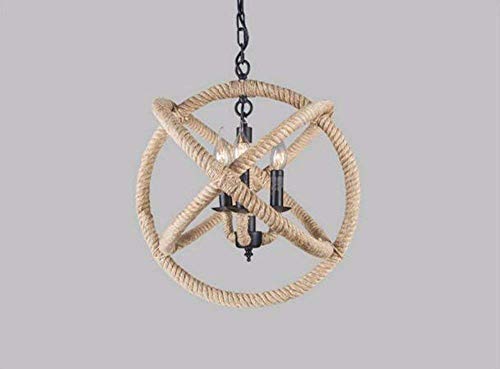 Luminaire suspendu exterieur et lustre plafonnier retro avec abat-jour corde de chanvre