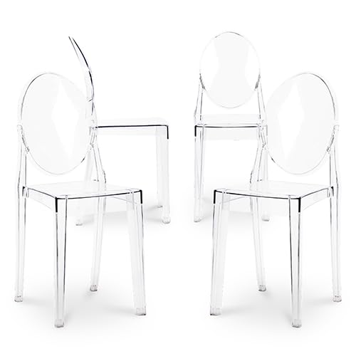 PC, plastica Iconik Interior Ghost Style - Set di 4 sedie da pranzo trasparenti Victoria Queen, colore: Trasparente