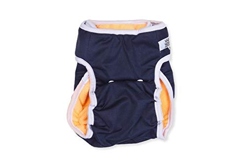 Washable Wonders Dog Diapers for Male | Premium Reusable Dog Diapers | Diapers for Small Dogs | No Tail Hole | Washable & Leak Proof (Small Navy Blue)