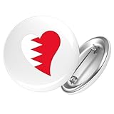 Huuraa Button Bahrain Flagge Herz 25mm r& mit Sicherheitsnadel Ansteckbutton Geschenkidee