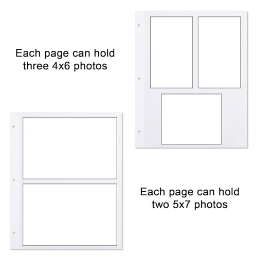 image for JOUTYFOR 60 Pcs Photo Album Page Refill for 3 Ring Binder, Photo Album