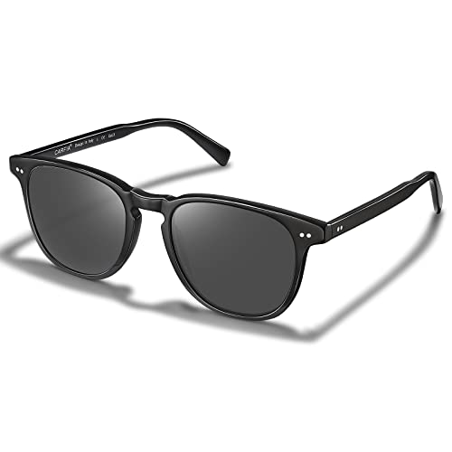 Image of CARFIA Retro Cool Acetate Polarized Sunglasses for Men UV Protection, Outdoor Fashion Driving Eyewears Male Square Sunnies