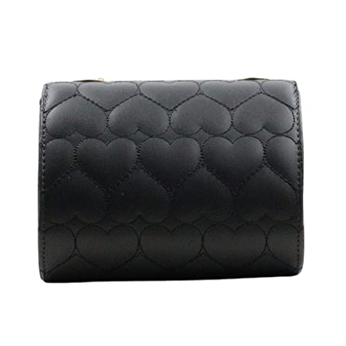 Bolsa Clutch Tiracolo Feminina Com Alça Em Corrente e Bordado em Coração (PRETO)