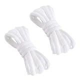 ESTILO DE CUERDAS PARA ZAPATOS: Cordones semicirculares blancos para zapatillas deportivas de aproximadamente 6 mm de diámetro - Poliéster - Incluye 2 pares (4 cordones) de cordones ovalados blancos para zapatos.